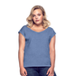Women’s T-Shirt with rolled up sleeves - heather denim