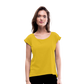 Women’s T-Shirt with rolled up sleeves - mustard yellow